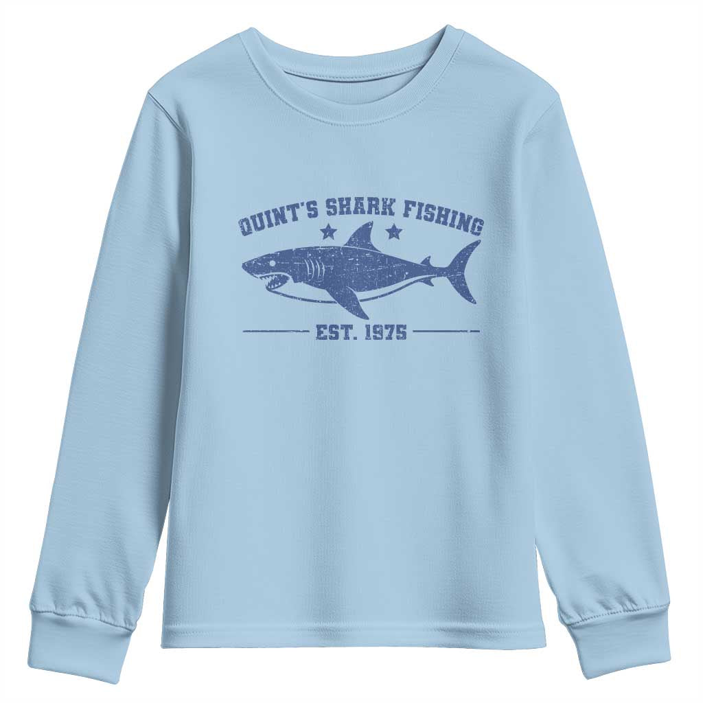 Retro Fisher Birthday Youth Sweatshirt Vintage Quints Shark Fishing 1975 TS10 Light Blue Print Your Wear