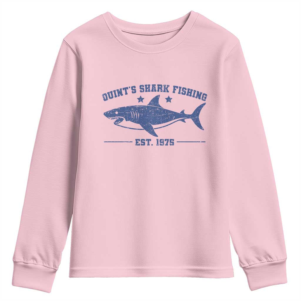 Retro Fisher Birthday Youth Sweatshirt Vintage Quints Shark Fishing 1975 TS10 Light Pink Print Your Wear