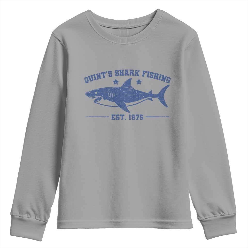 Retro Fisher Birthday Youth Sweatshirt Vintage Quints Shark Fishing 1975 TS10 Sport Gray Print Your Wear