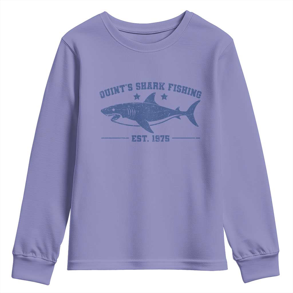 Retro Fisher Birthday Youth Sweatshirt Vintage Quints Shark Fishing 1975 TS10 Violet Print Your Wear