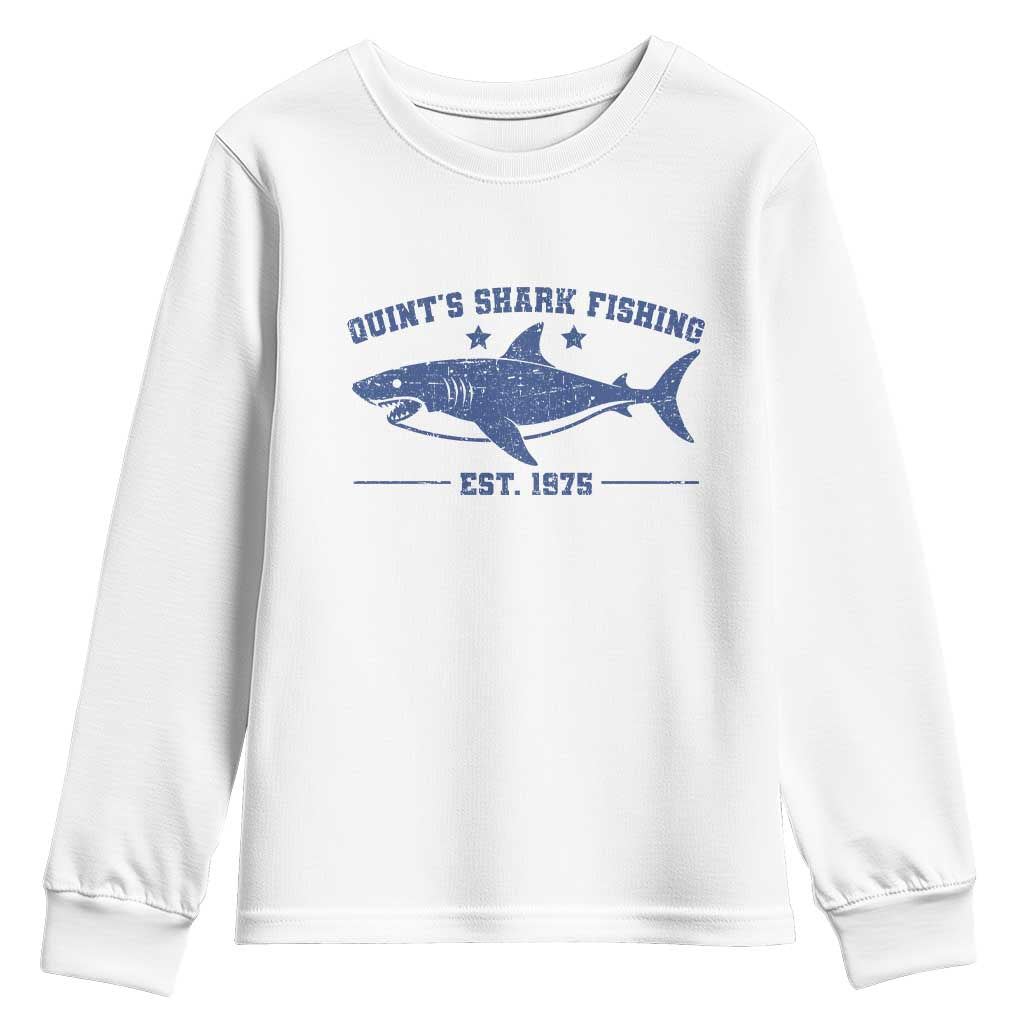 Retro Fisher Birthday Youth Sweatshirt Vintage Quints Shark Fishing 1975 TS10 White Print Your Wear