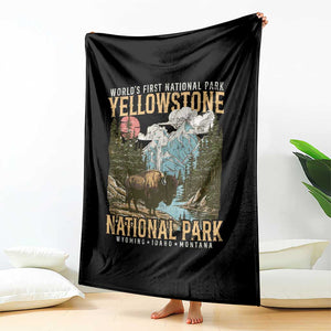 Vintage Yellowstone National Park Throw Blanket Retro Nature Wildlife Outdoor Hiking Camping Forest TS10 Print Your Wear