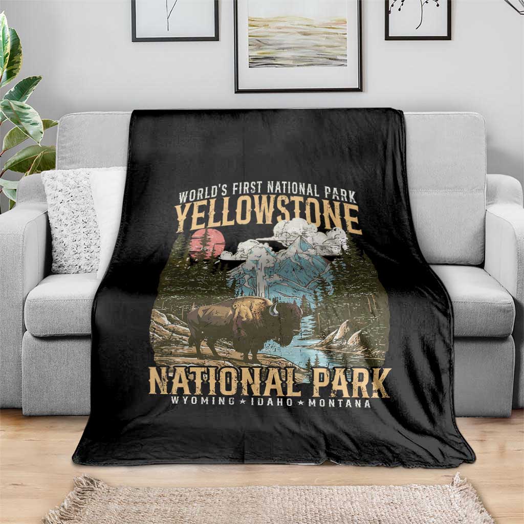 Vintage Yellowstone National Park Throw Blanket Retro Nature Wildlife Outdoor Hiking Camping Forest TS10 Print Your Wear