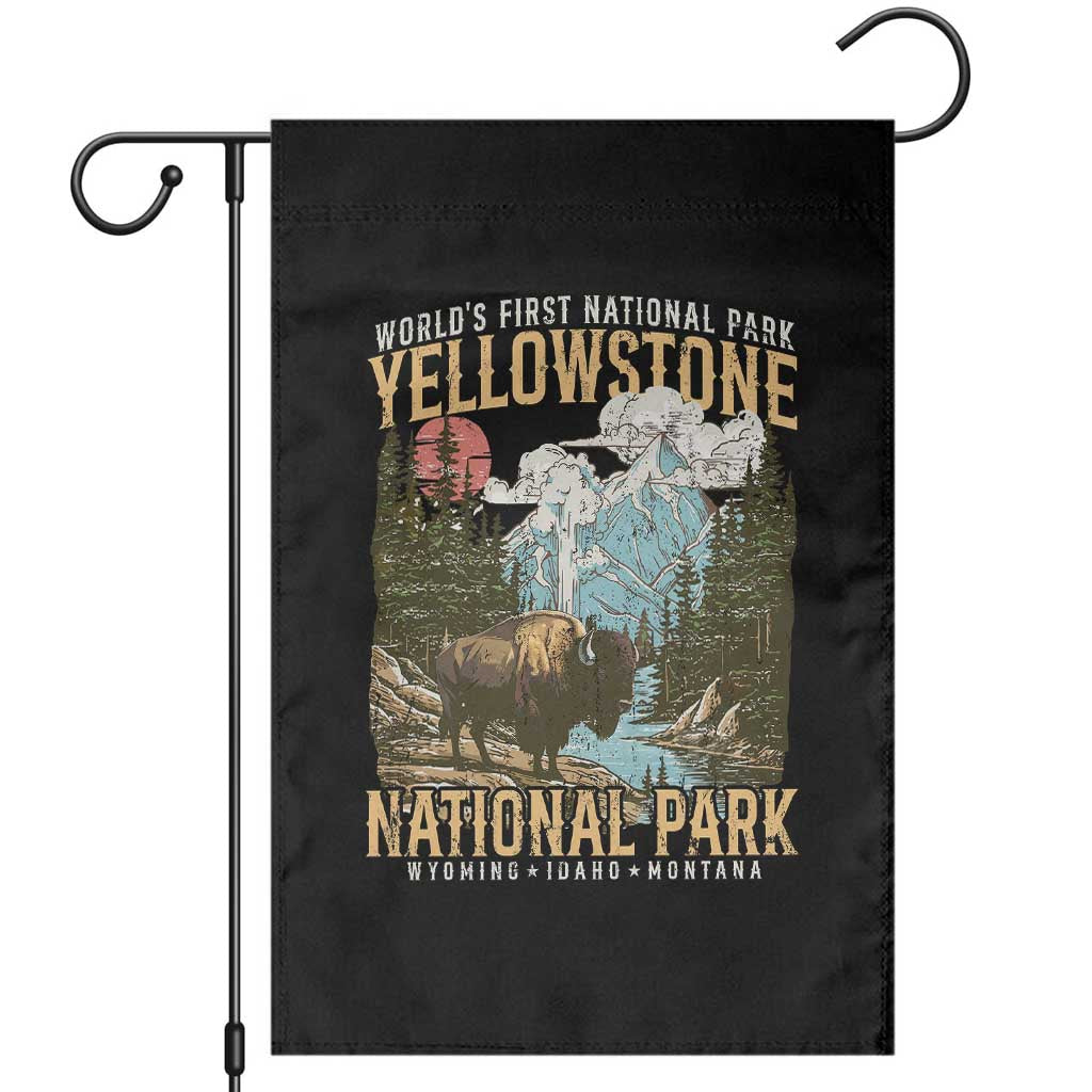 Vintage Yellowstone National Park Garden Flag Retro Nature Wildlife Outdoor Hiking Camping Forest TS10 Black Print Your Wear