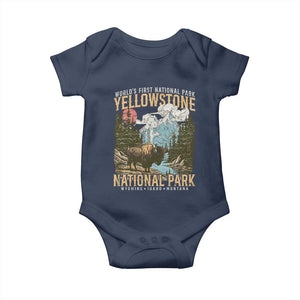 Vintage Yellowstone National Park Baby Onesie Retro Nature Wildlife Outdoor Hiking Camping Forest TS10 Navy Print Your Wear
