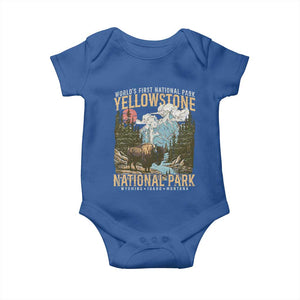 Vintage Yellowstone National Park Baby Onesie Retro Nature Wildlife Outdoor Hiking Camping Forest TS10 Royal Blue Print Your Wear