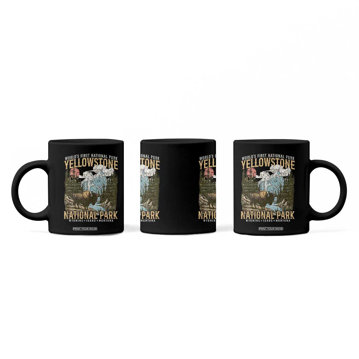 Vintage Yellowstone National Park Coffee Mug Retro Nature Wildlife Outdoor Hiking Camping Forest TS10 Print Your Wear