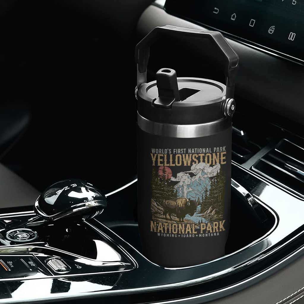 Vintage Yellowstone National Park Flip Straw Tumbler Retro Nature Wildlife Outdoor Hiking Camping Forest TS10 Print Your Wear