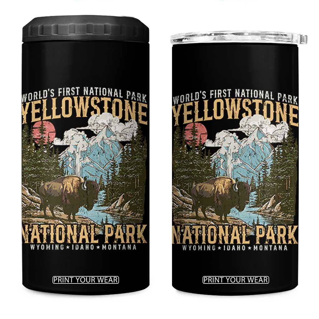 Vintage Yellowstone National Park 4 in 1 Can Cooler Tumbler Retro Nature Wildlife Outdoor Hiking Camping Forest TS10 One Size: 16 oz Black Print Your Wear