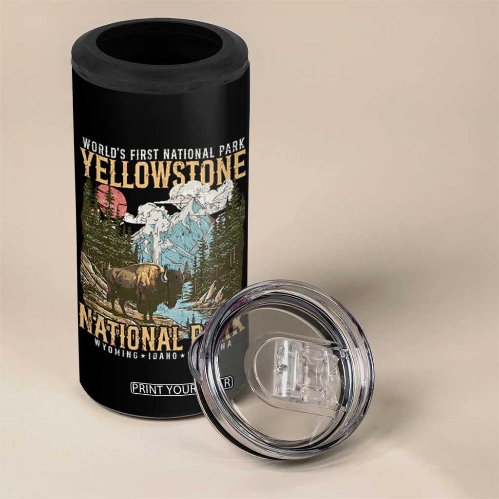 Vintage Yellowstone National Park 4 in 1 Can Cooler Tumbler Retro Nature Wildlife Outdoor Hiking Camping Forest TS10 Print Your Wear