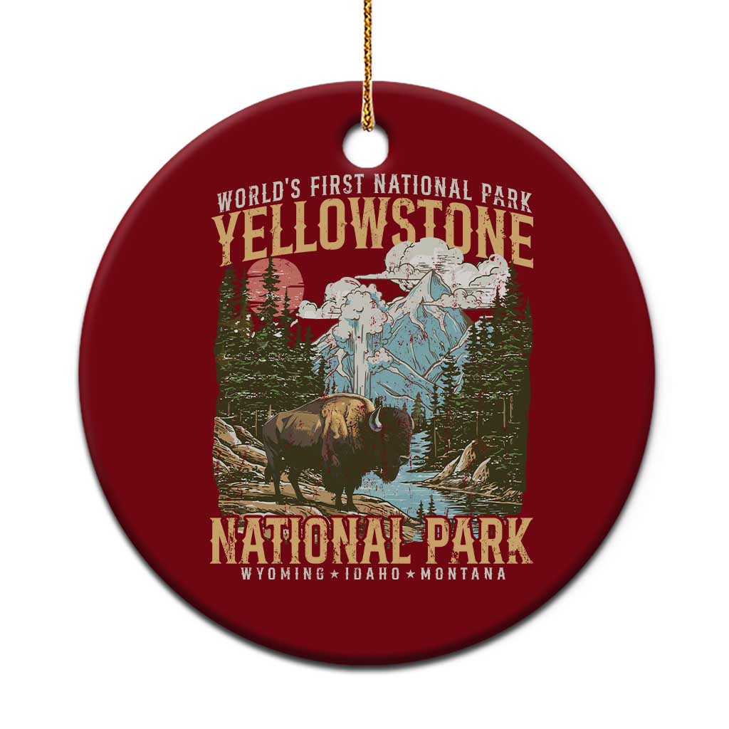 Vintage Yellowstone National Park Ceramic Ornament Retro Nature Wildlife Outdoor Hiking Camping Forest TS10 1pc Red Print Your Wear