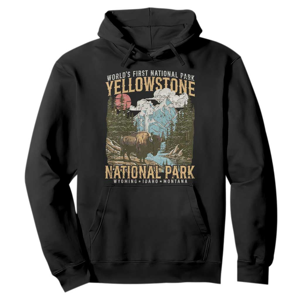 Vintage Yellowstone National Park Hoodie Retro Nature Wildlife Outdoor Hiking Camping Forest TS10 Black Print Your Wear
