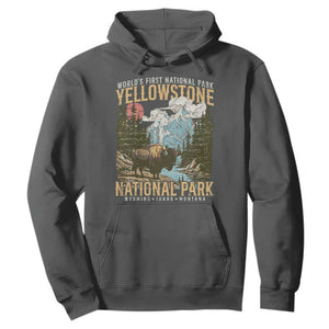 Vintage Yellowstone National Park Hoodie Retro Nature Wildlife Outdoor Hiking Camping Forest TS10 Dark Heather Print Your Wear