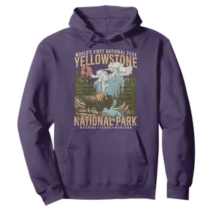 Vintage Yellowstone National Park Hoodie Retro Nature Wildlife Outdoor Hiking Camping Forest TS10 Purple Print Your Wear