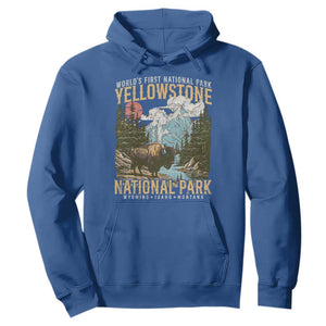 Vintage Yellowstone National Park Hoodie Retro Nature Wildlife Outdoor Hiking Camping Forest TS10 Royal Blue Print Your Wear