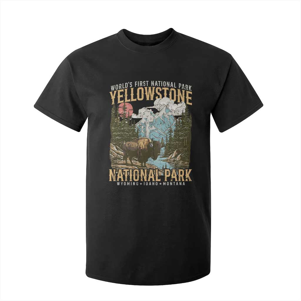 Vintage Yellowstone National Park T Shirt For Kid Retro Nature Wildlife Outdoor Hiking Camping Forest TS10 Black Print Your Wear