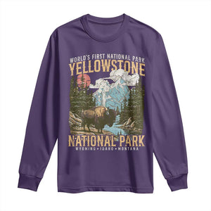 Vintage Yellowstone National Park Long Sleeve Shirt Retro Nature Wildlife Outdoor Hiking Camping Forest TS10 Purple Print Your Wear