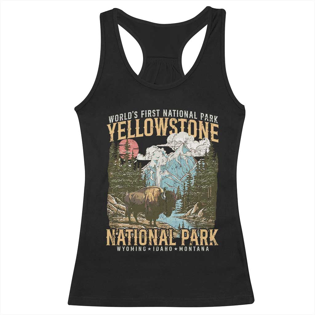 Vintage Yellowstone National Park Racerback Tank Top Retro Nature Wildlife Outdoor Hiking Camping Forest TS10 Black Print Your Wear