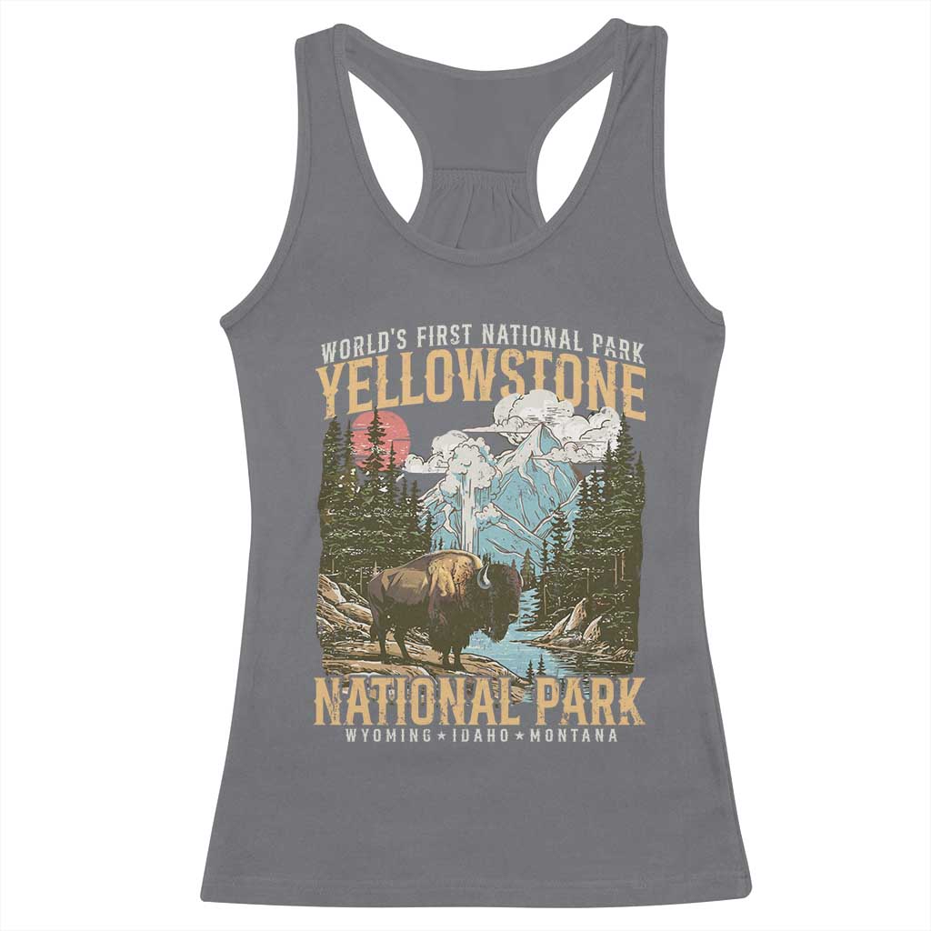 Vintage Yellowstone National Park Racerback Tank Top Retro Nature Wildlife Outdoor Hiking Camping Forest TS10 Charcoal Print Your Wear