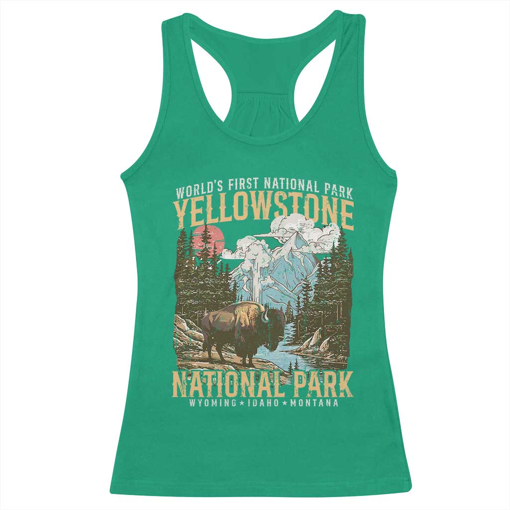 Vintage Yellowstone National Park Racerback Tank Top Retro Nature Wildlife Outdoor Hiking Camping Forest TS10 Irish Green Print Your Wear