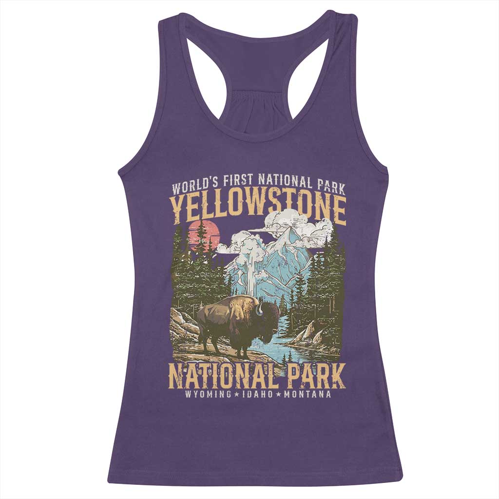 Vintage Yellowstone National Park Racerback Tank Top Retro Nature Wildlife Outdoor Hiking Camping Forest TS10 Purple Print Your Wear