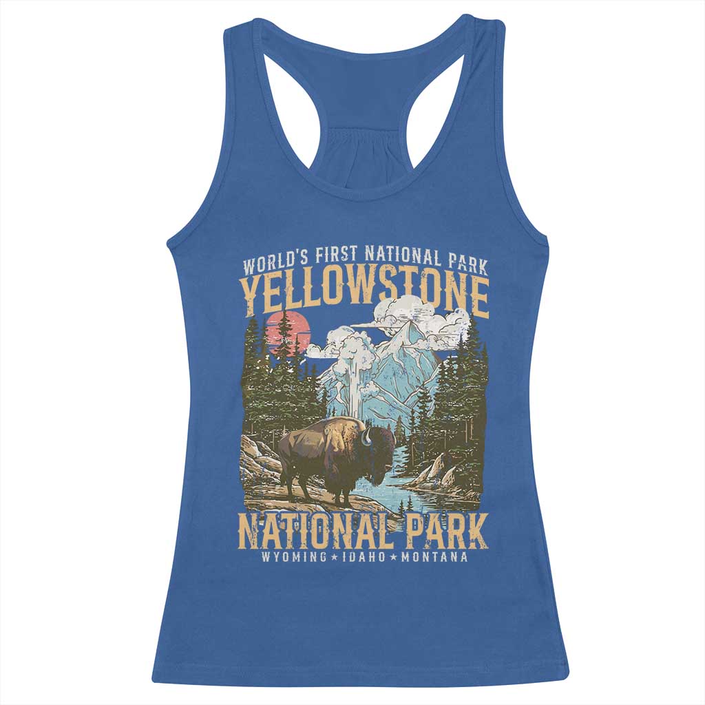 Vintage Yellowstone National Park Racerback Tank Top Retro Nature Wildlife Outdoor Hiking Camping Forest TS10 Royal Blue Print Your Wear