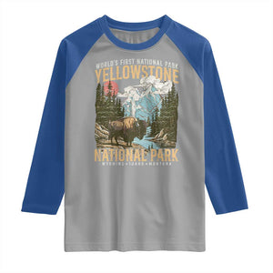 Vintage Yellowstone National Park Raglan Shirt Retro Nature Wildlife Outdoor Hiking Camping Forest TS10 Sport Gray Royal Print Your Wear