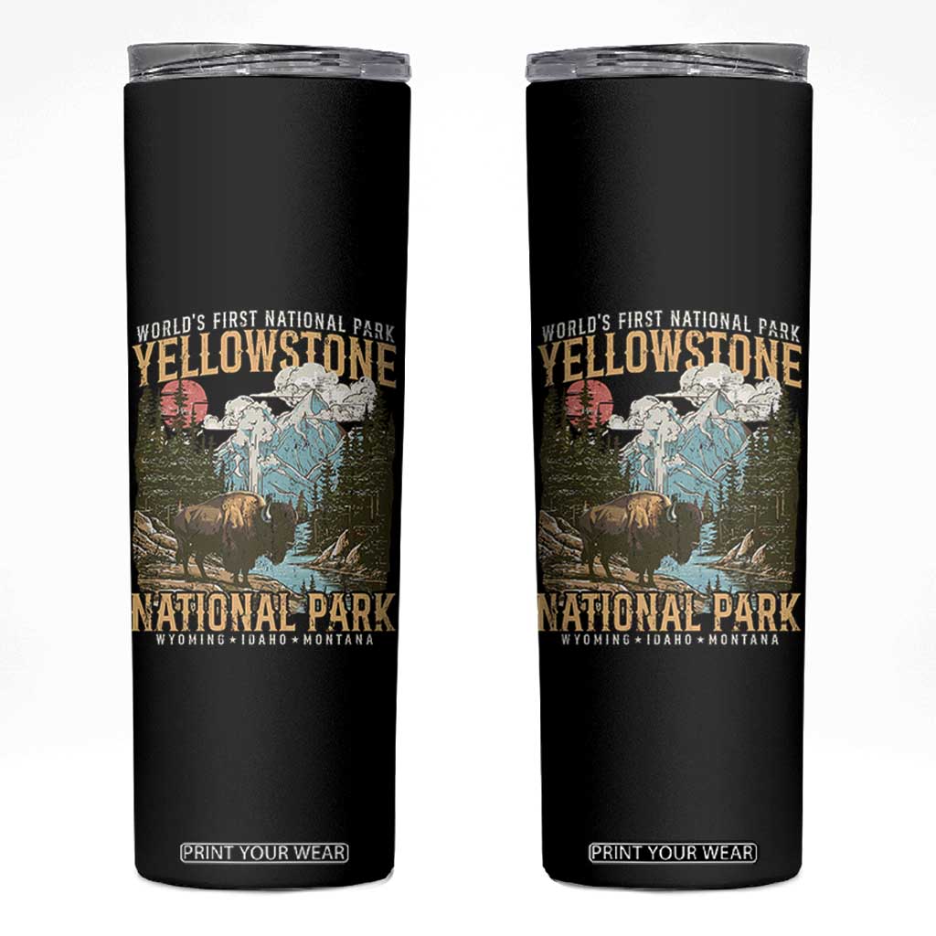 Vintage Yellowstone National Park Skinny Tumbler Retro Nature Wildlife Outdoor Hiking Camping Forest TS10 Black Print Your Wear