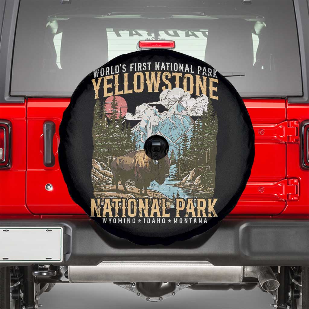 Vintage Yellowstone National Park Spare Tire Cover Retro Nature Wildlife Outdoor Hiking Camping Forest TS10 Black Print Your Wear