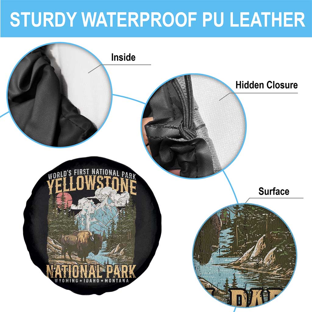 Vintage Yellowstone National Park Spare Tire Cover Retro Nature Wildlife Outdoor Hiking Camping Forest TS10 Print Your Wear