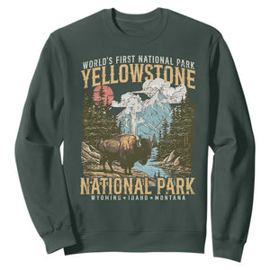 Vintage Yellowstone National Park Sweatshirt Retro Nature Wildlife Outdoor Hiking Camping Forest TS10 Dark Forest Green Print Your Wear