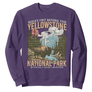 Vintage Yellowstone National Park Sweatshirt Retro Nature Wildlife Outdoor Hiking Camping Forest TS10 Purple Print Your Wear