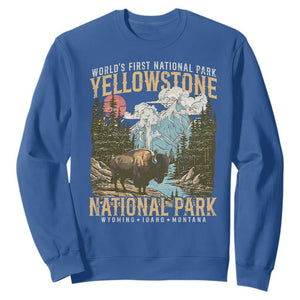 Vintage Yellowstone National Park Sweatshirt Retro Nature Wildlife Outdoor Hiking Camping Forest TS10 Royal Blue Print Your Wear