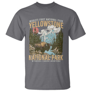 Vintage Yellowstone National Park T Shirt Retro Nature Wildlife Outdoor Hiking Camping Forest TS10 Charcoal Print Your Wear