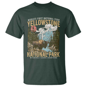 Vintage Yellowstone National Park T Shirt Retro Nature Wildlife Outdoor Hiking Camping Forest TS10 Dark Forest Green Print Your Wear