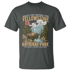 Vintage Yellowstone National Park T Shirt Retro Nature Wildlife Outdoor Hiking Camping Forest TS10 Dark Heather Print Your Wear
