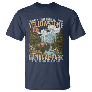 Vintage Yellowstone National Park T Shirt Retro Nature Wildlife Outdoor Hiking Camping Forest TS10 Navy Print Your Wear