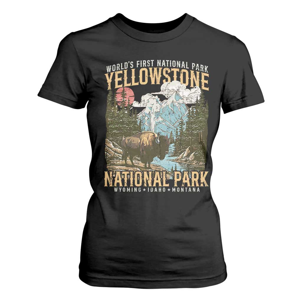 Vintage Yellowstone National Park T Shirt For Women Retro Nature Wildlife Outdoor Hiking Camping Forest TS10 Black Print Your Wear