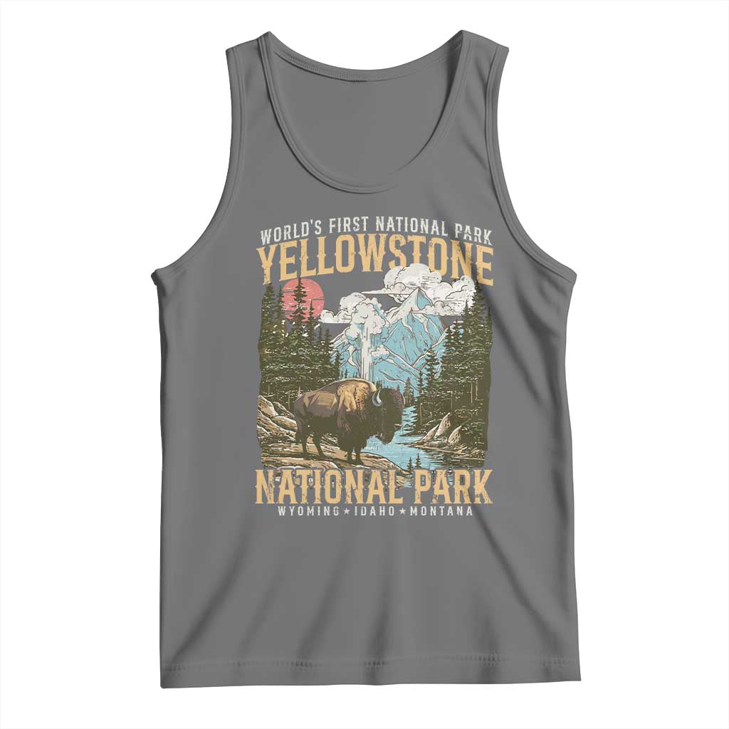 Vintage Yellowstone National Park Tank Top Retro Nature Wildlife Outdoor Hiking Camping Forest TS10 Black Heather Print Your Wear