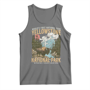 Vintage Yellowstone National Park Tank Top Retro Nature Wildlife Outdoor Hiking Camping Forest TS10 Black Heather Print Your Wear