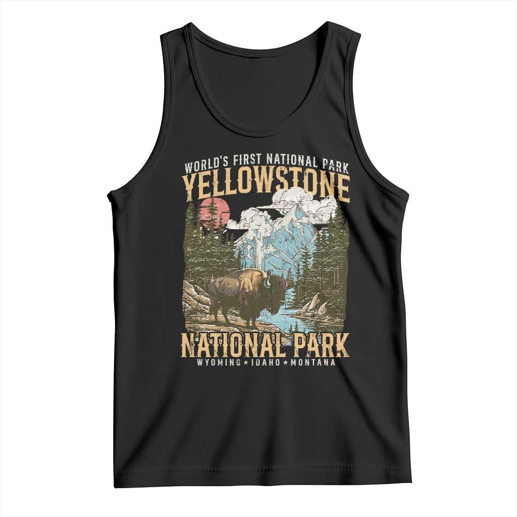 Vintage Yellowstone National Park Tank Top Retro Nature Wildlife Outdoor Hiking Camping Forest TS10 Black Print Your Wear