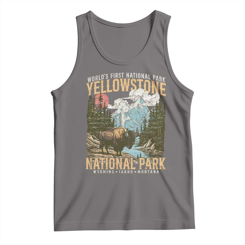 Vintage Yellowstone National Park Tank Top Retro Nature Wildlife Outdoor Hiking Camping Forest TS10 Deep Heather Print Your Wear