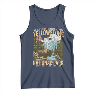 Vintage Yellowstone National Park Tank Top Retro Nature Wildlife Outdoor Hiking Camping Forest TS10 Navy Print Your Wear