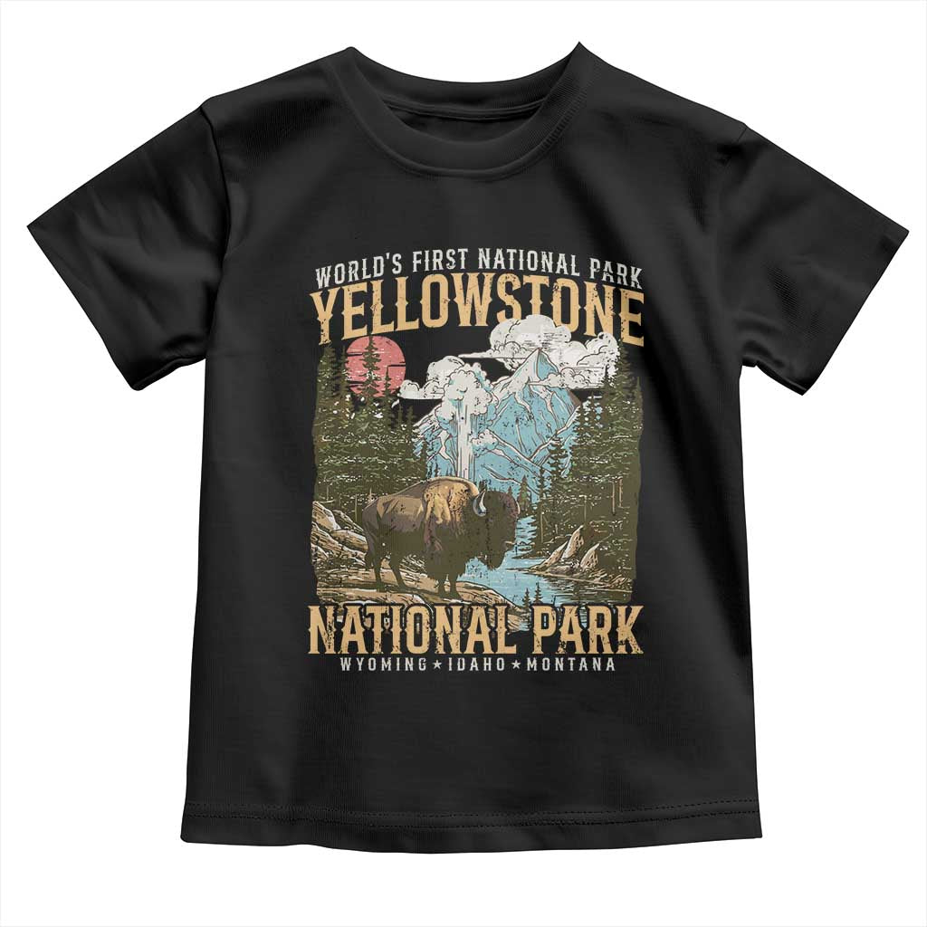 Vintage Yellowstone National Park Toddler T Shirt Retro Nature Wildlife Outdoor Hiking Camping Forest TS10 Black Print Your Wear