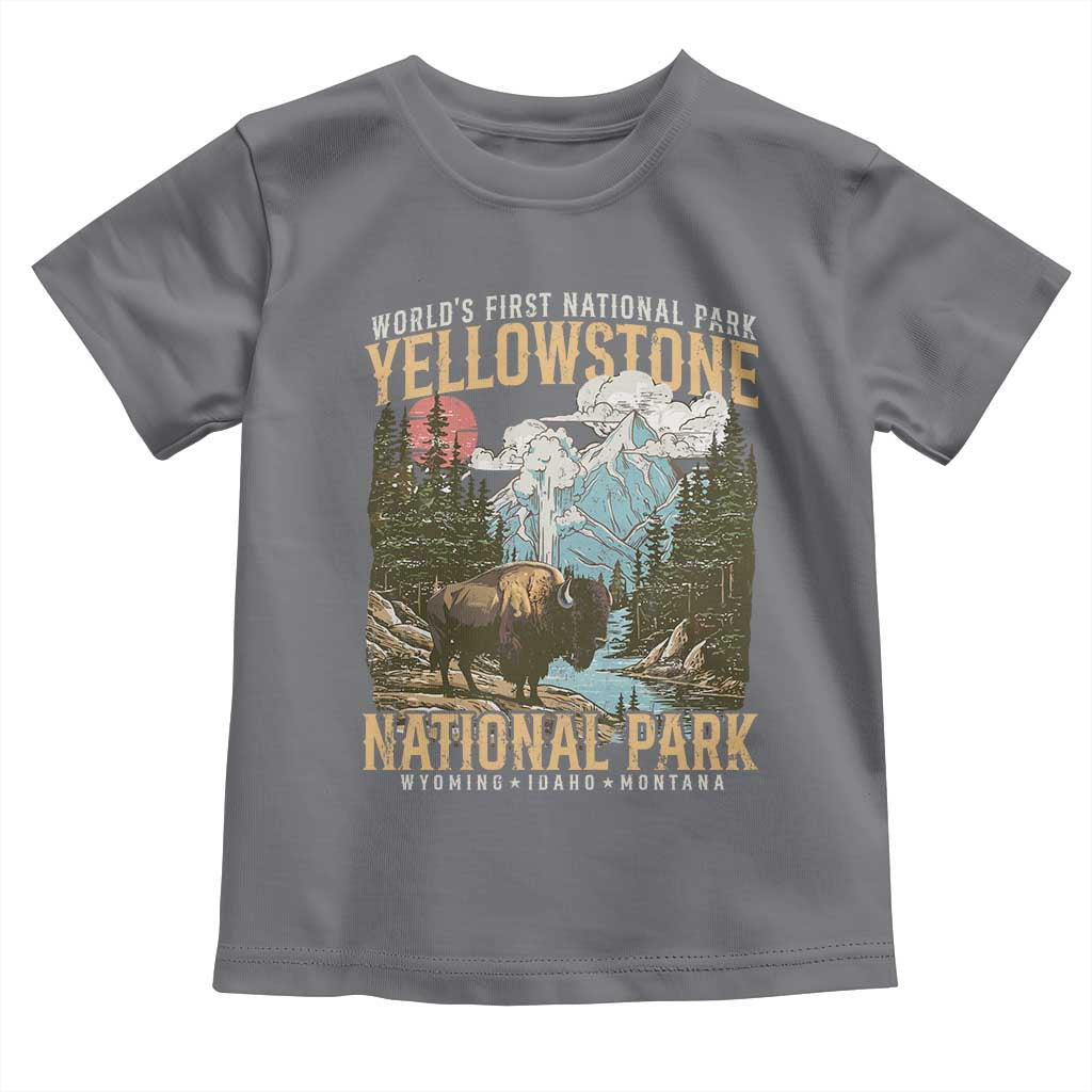 Vintage Yellowstone National Park Toddler T Shirt Retro Nature Wildlife Outdoor Hiking Camping Forest TS10 Charcoal Print Your Wear