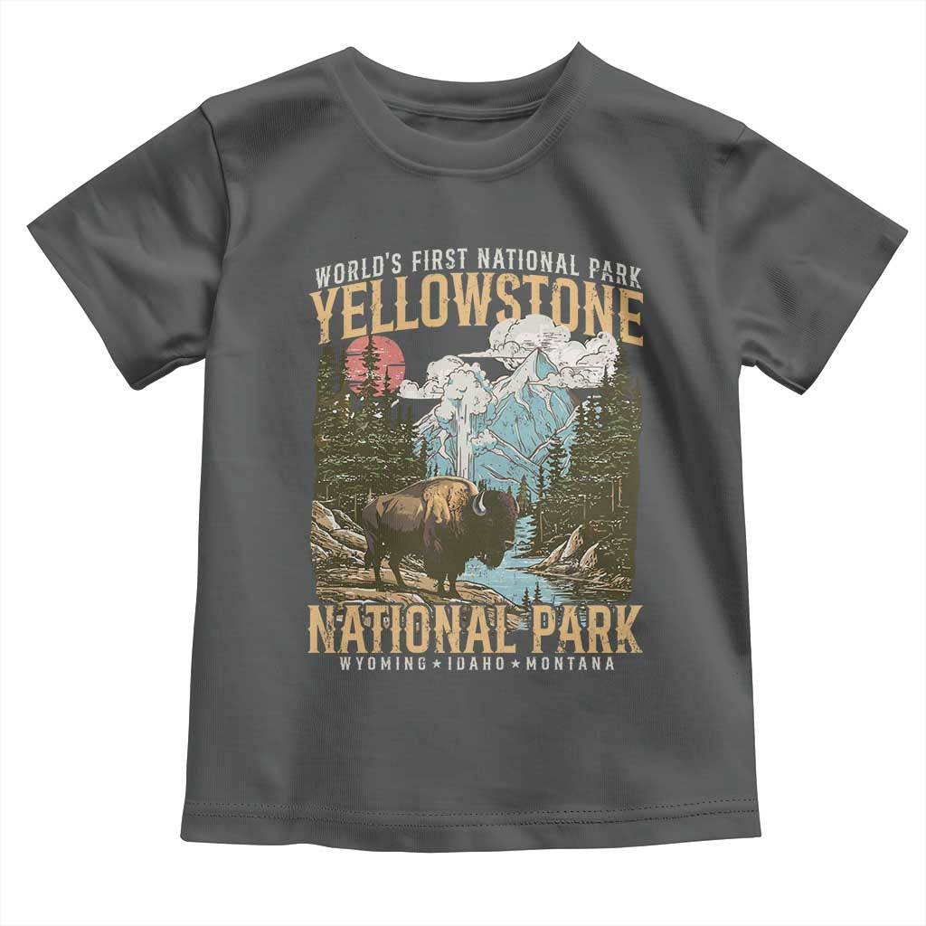 Vintage Yellowstone National Park Toddler T Shirt Retro Nature Wildlife Outdoor Hiking Camping Forest TS10 Dark Heather Print Your Wear
