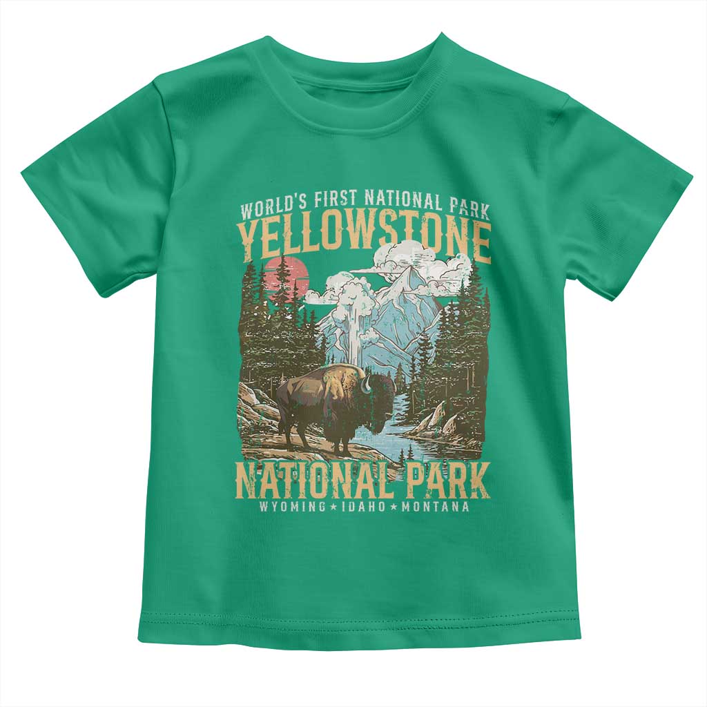 Vintage Yellowstone National Park Toddler T Shirt Retro Nature Wildlife Outdoor Hiking Camping Forest TS10 Irish Green Print Your Wear