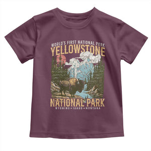 Vintage Yellowstone National Park Toddler T Shirt Retro Nature Wildlife Outdoor Hiking Camping Forest TS10 Maroon Print Your Wear