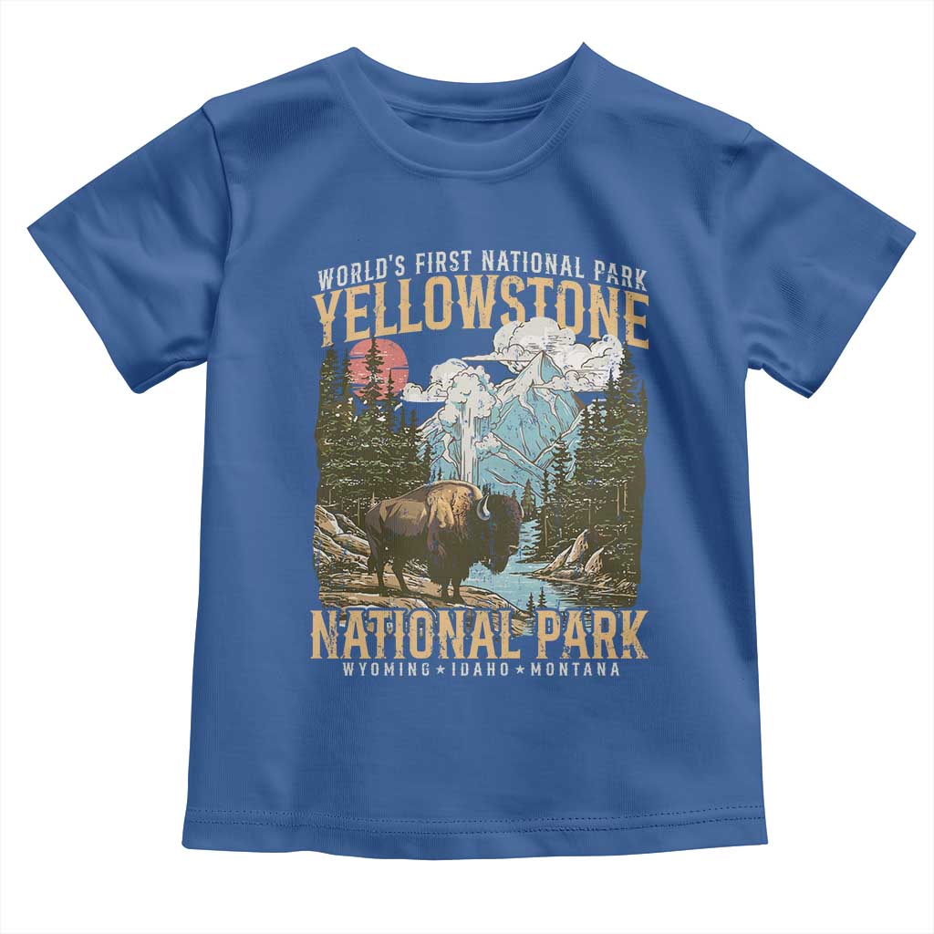 Vintage Yellowstone National Park Toddler T Shirt Retro Nature Wildlife Outdoor Hiking Camping Forest TS10 Royal Blue Print Your Wear