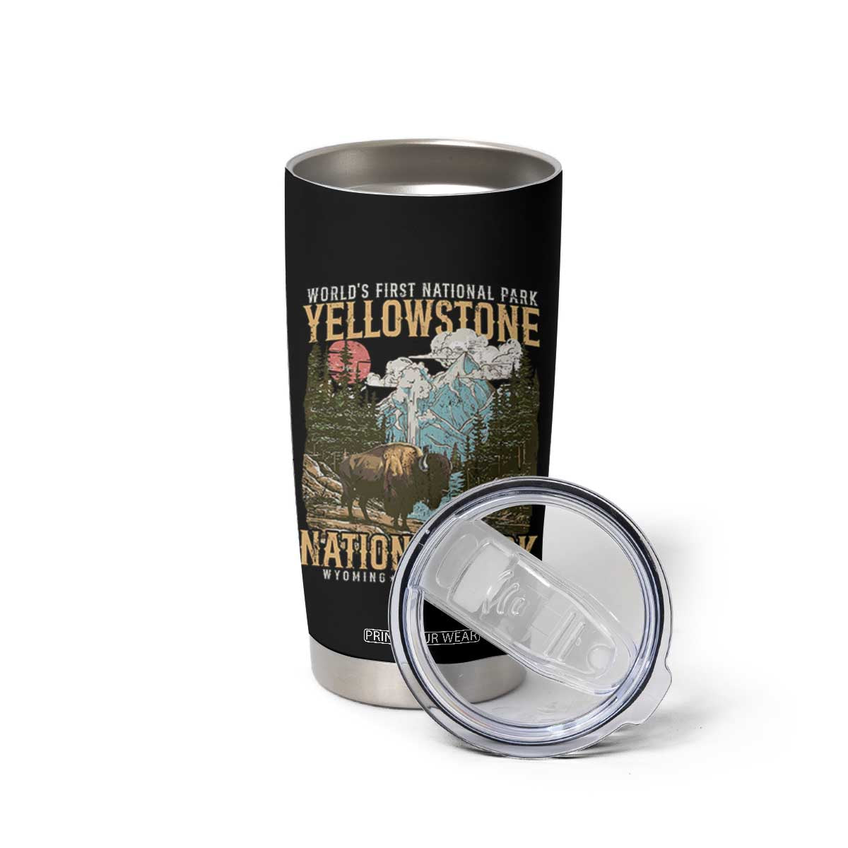 Vintage Yellowstone National Park Tumbler Cup Retro Nature Wildlife Outdoor Hiking Camping Forest TS10 Print Your Wear